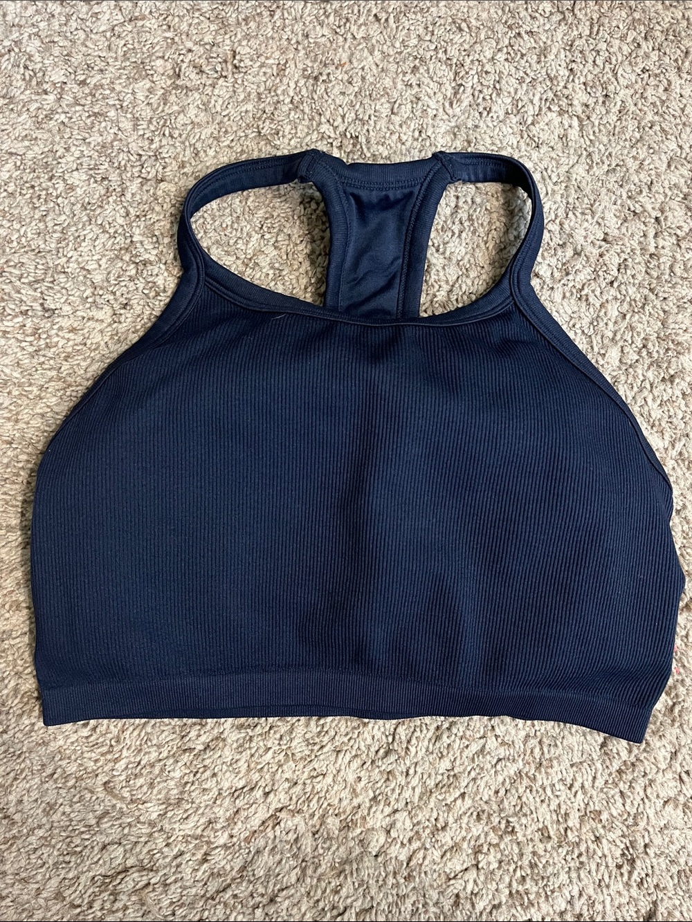 Amazon Women's Navy High Neck Racerback Sports Bra - Picture 2 of 6